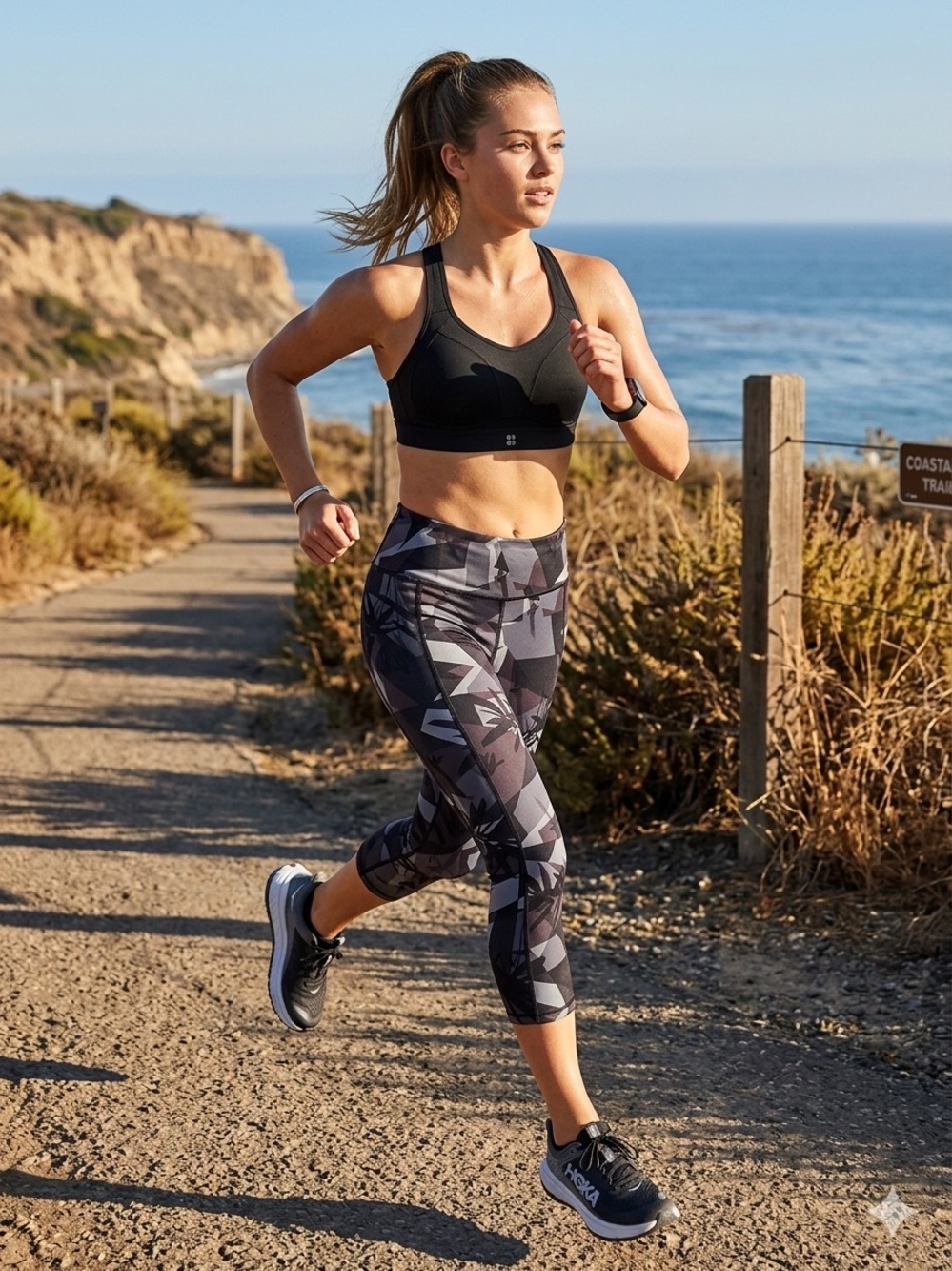 Sweaty Betty Power Capri Leggings Black Grey Geometric Palm Print